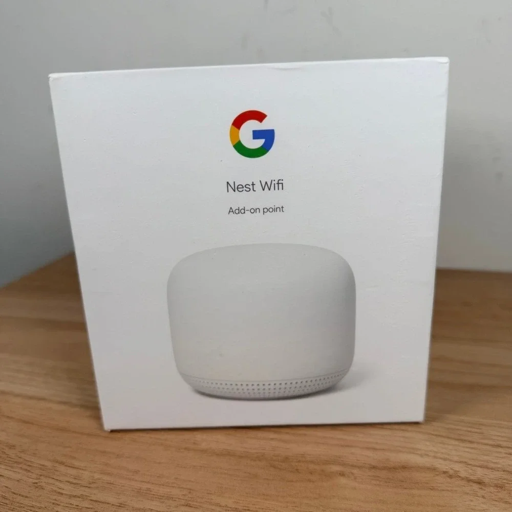 Google Nest Wifi Add-on Point Snow White H2E AC1200 Smart Speaker Mesh Extender